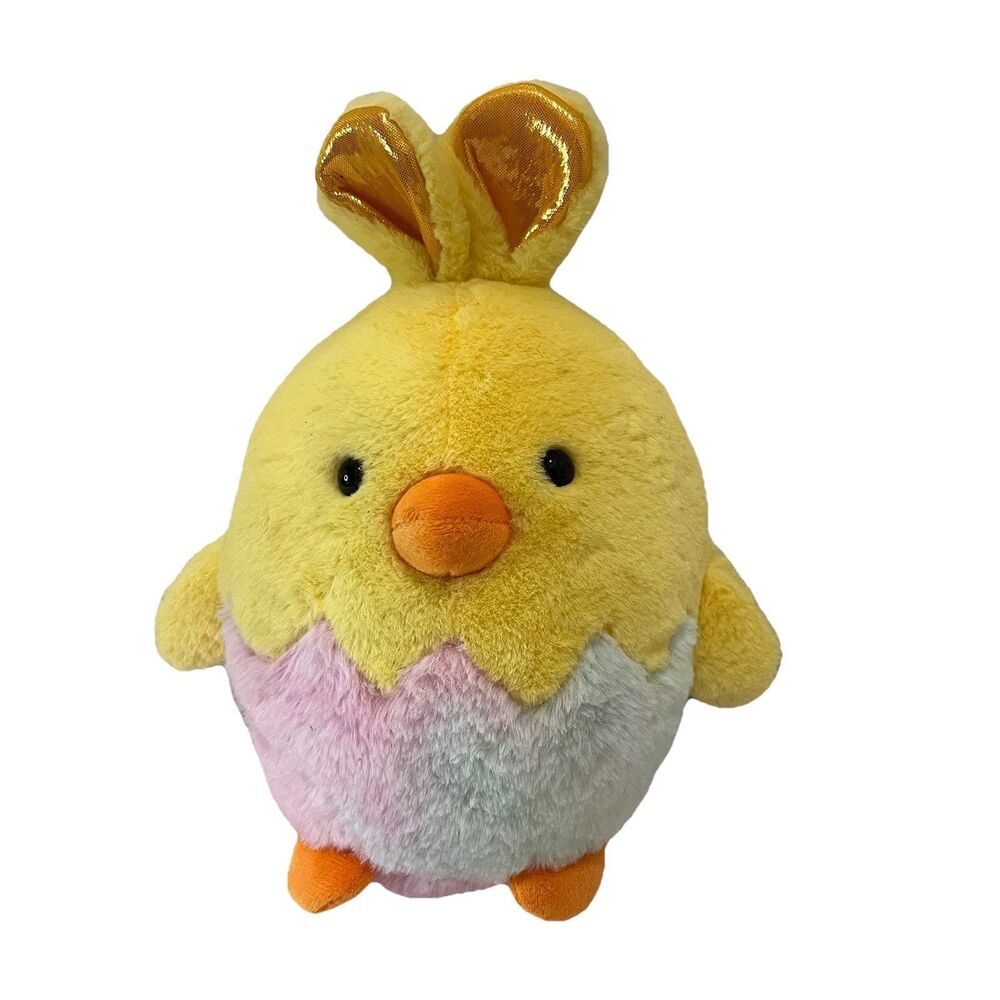 Excite USA Easter Plush Rabbit Bunny Chick Egg Yellow Pink Stuffed Animal 11.5"